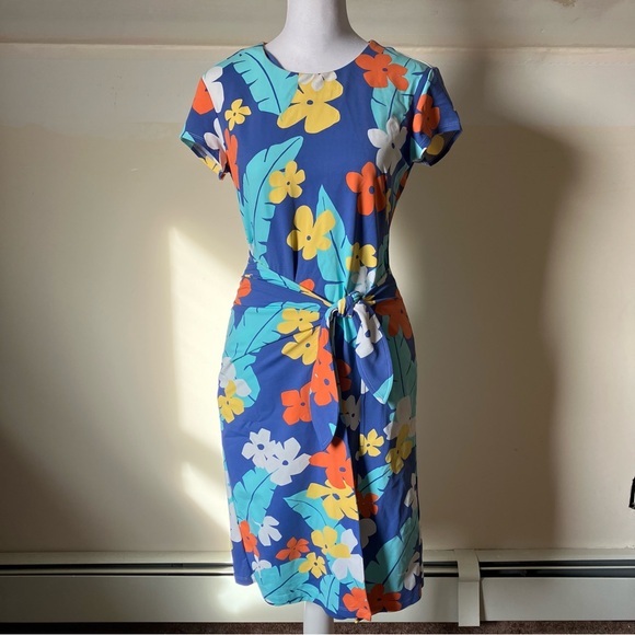 J.Mclaughlin Havana Catalina Blue Floral Faux Wrap Dress size XS - Picture 2 of 9
